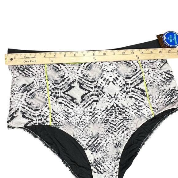 Swimsuits For All Tropiculture Bikini Bottom Women 18 Black Gray Abstract Resort - Picture 4 of 9